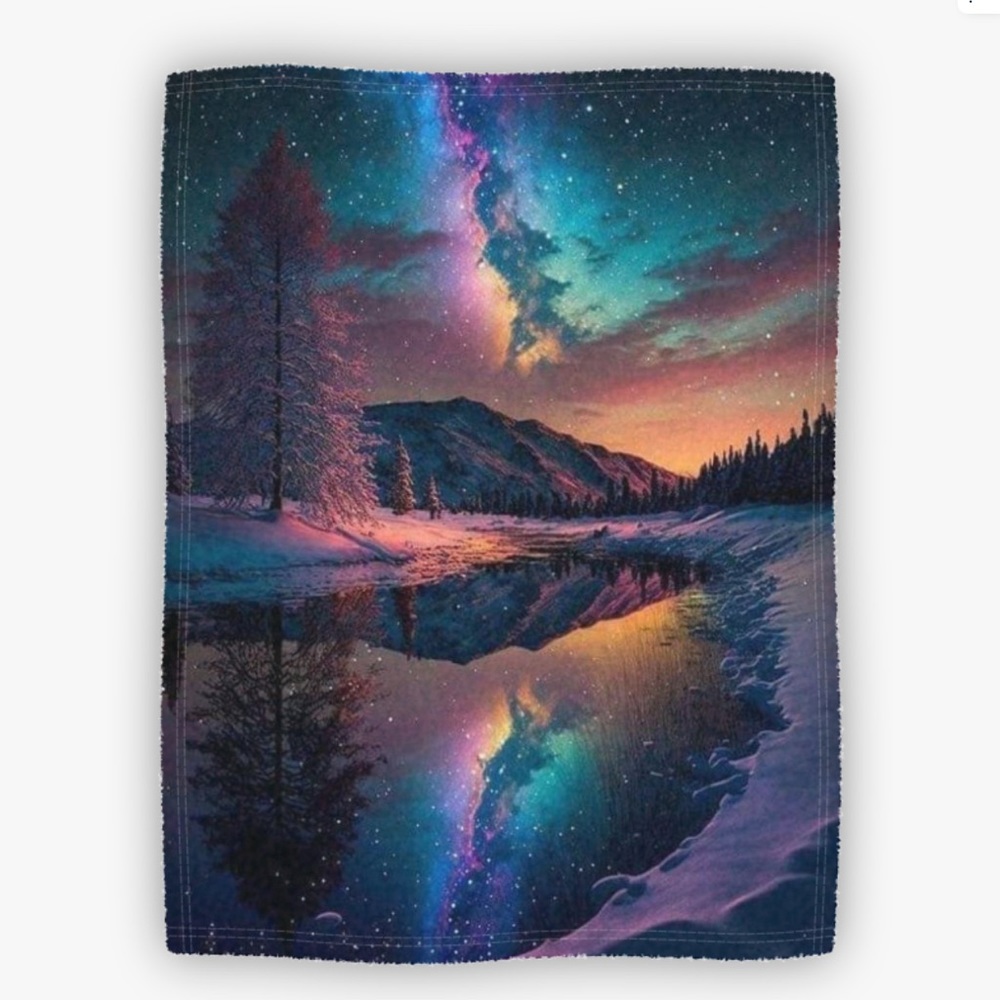 Galaxy Sky and River in Mountains Blanket - Wrap Yourself in Celestial Serenity!
